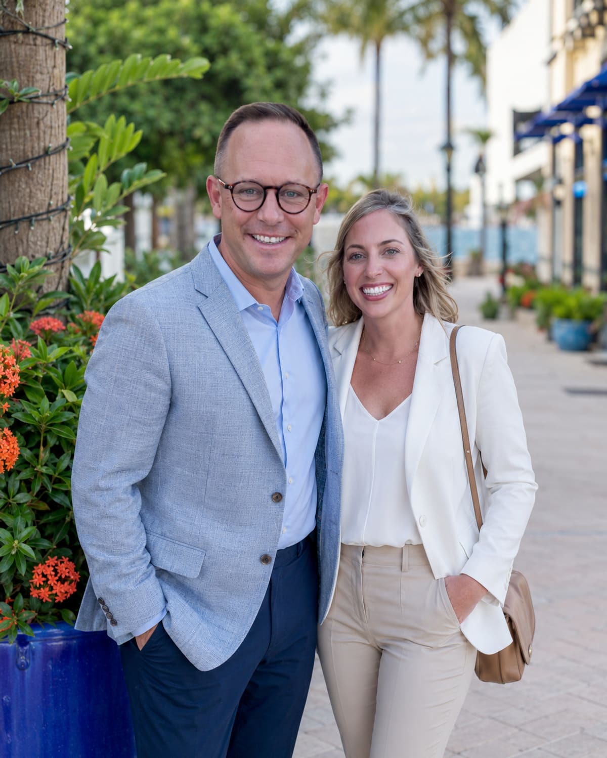 Brit and Kelly Foshee, local Southwest Florida cash home buyers, in downtown SWFL
